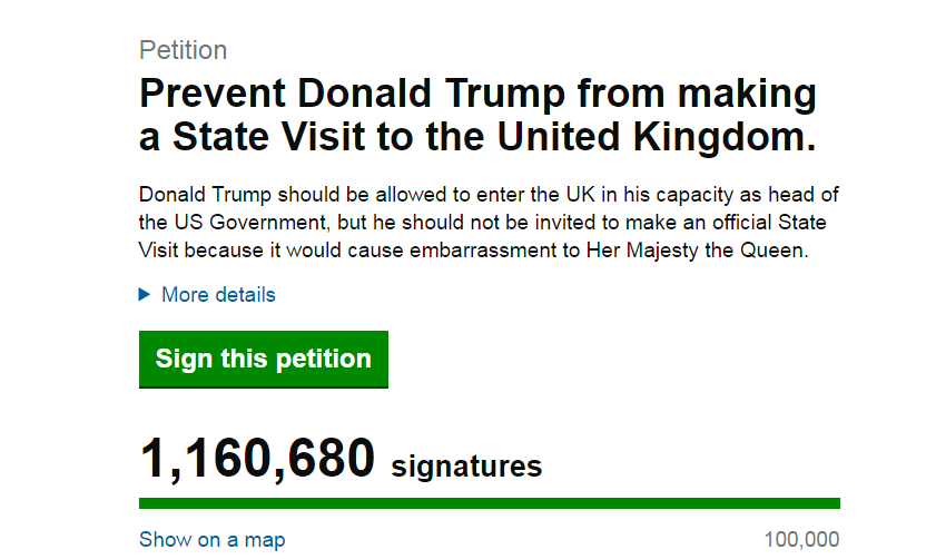The petition has now reached over one million signatures.