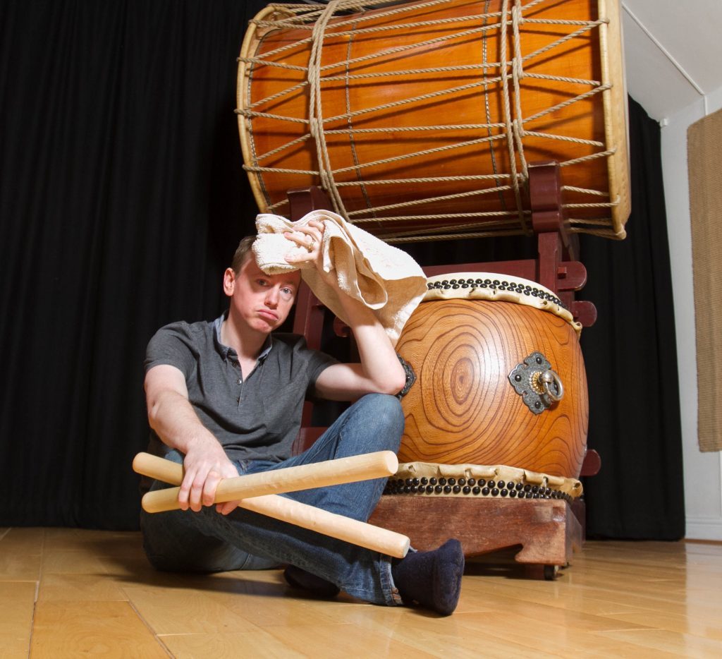 John Paul Breslin takes part in Taiko drumming