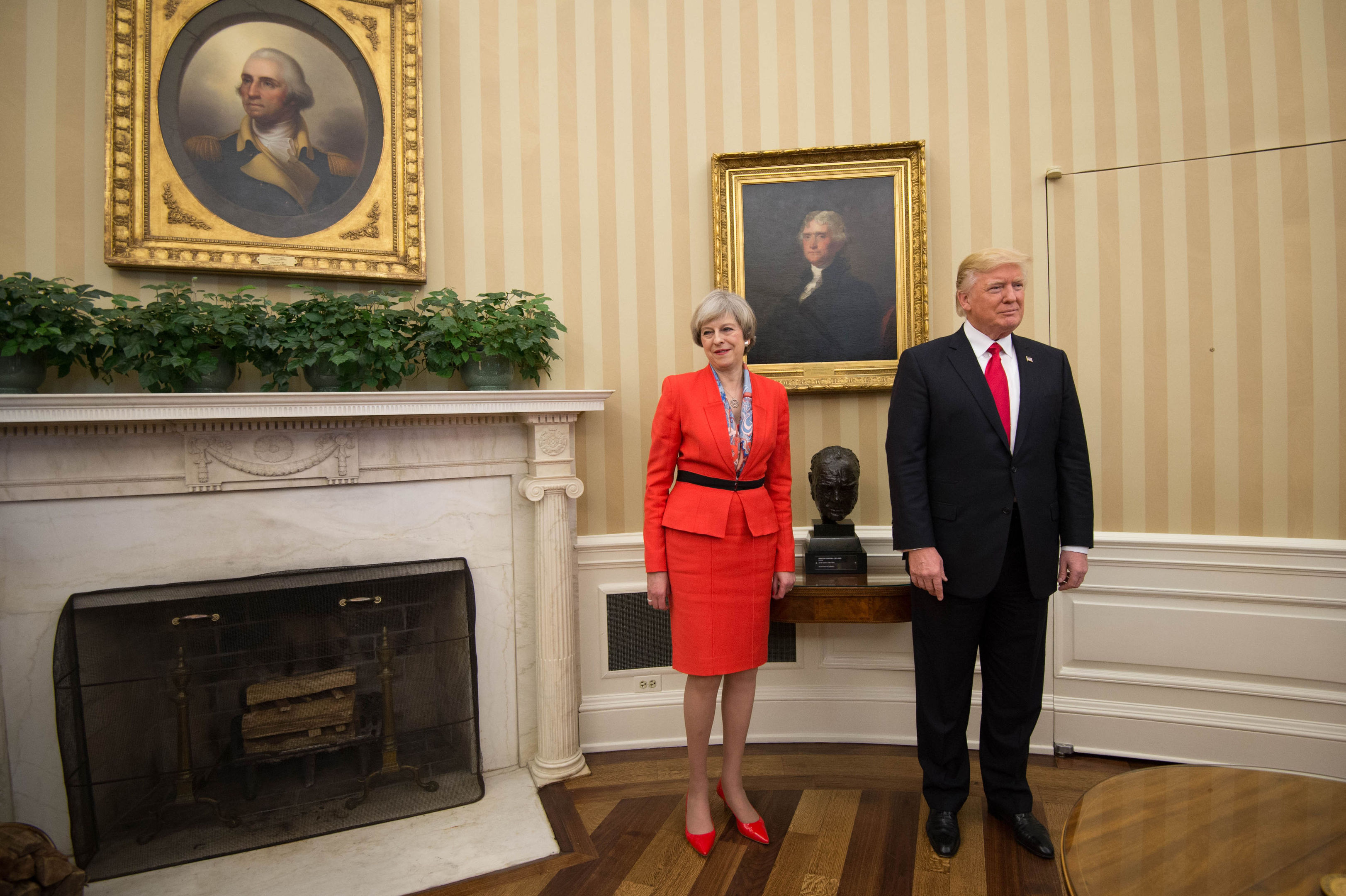 Prime Minister Theresa May meeting US President Donald Trump in the Oval Office of the White House, Washington DC, USA. 
(Stefan Rousseau/PA)