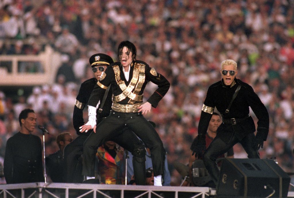 Michael Jackson pat Super Bowl XXVII (George Rose/Getty Images)