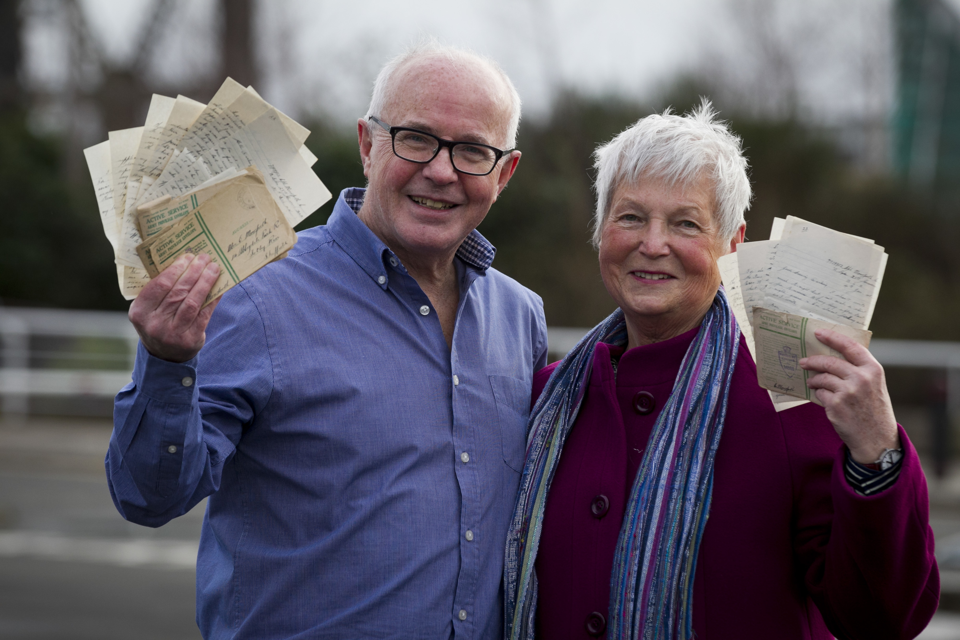 Brother and sister, Peter and Sue Mowforth, who have made up a book of love letters they found between their parents, Olga and Cyril, which were written while Cyril, was away fighting during WWII (Andrew Cawley)