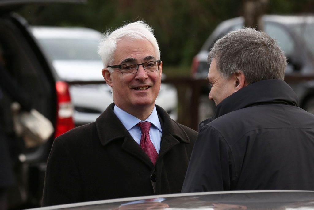 Alistair Darling at the funeral of Motor Neurone Disease (MND) campaigner Gordon Aikman (David Cheskin/PA Wire)