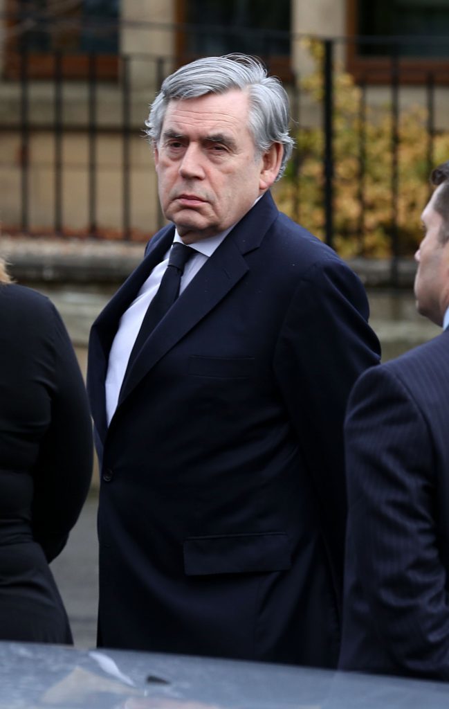 Gordon Brown at the funeral of Motor Neurone Disease (MND) campaigner Gordon Aikman (David Cheskin/PA Wire)