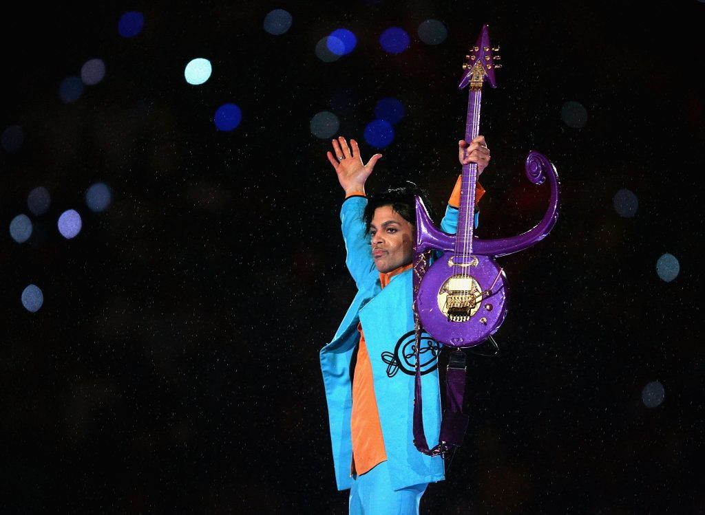 Prince at the Dolphin Stadium in Miami Gardens, Florida. (Jonathan Daniel/Getty Images)