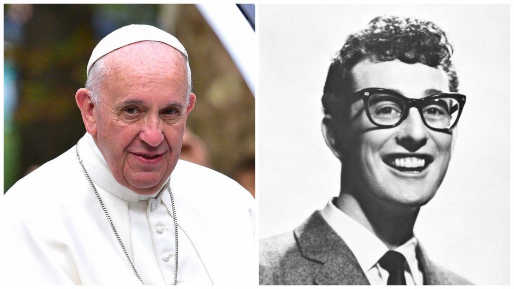 The Pope (left) and Buddy Holly (James Devaney/GC Images)