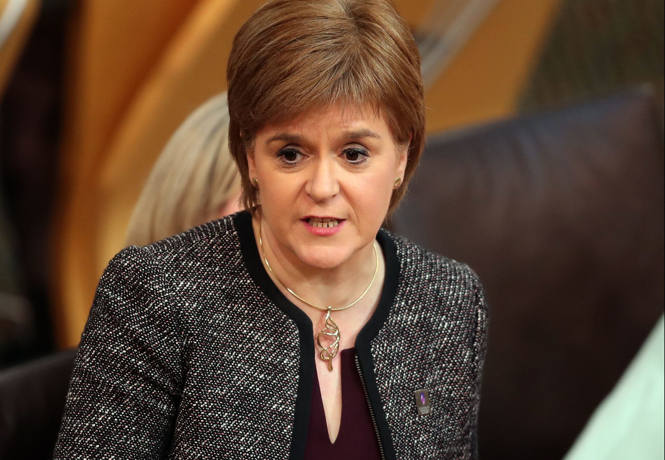 Scotland's First Minister Nicola Sturgeon during First Minister's Questions at the Scottish Parliament in Edinburgh.  (Jane Barlow/PA Wire)