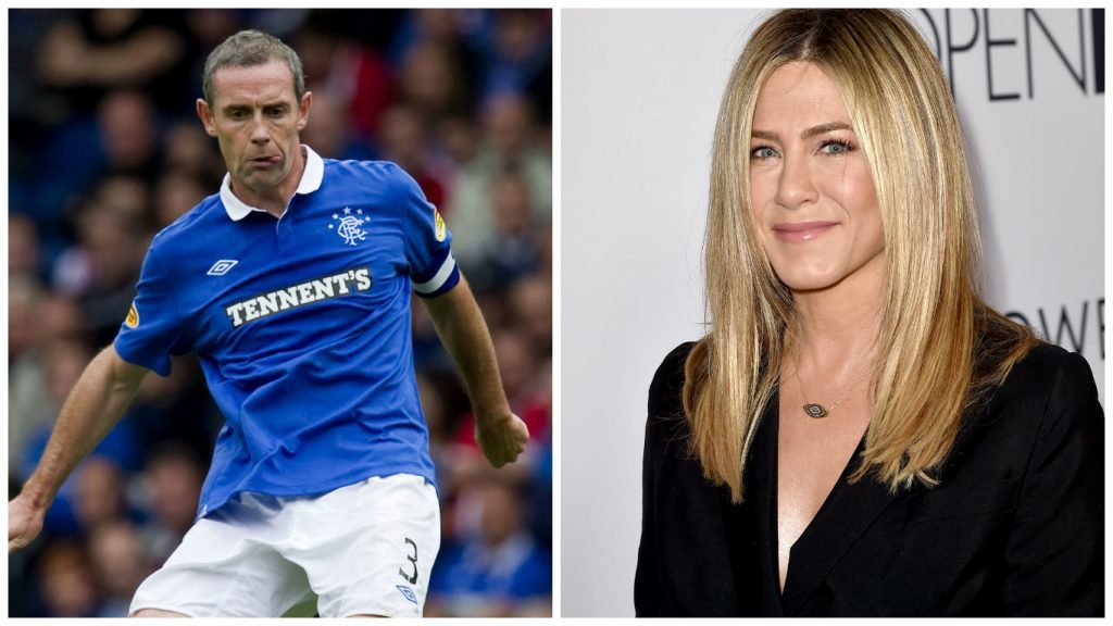 Former Rangers defender David Weir (left) and actress Jennifer Aniston