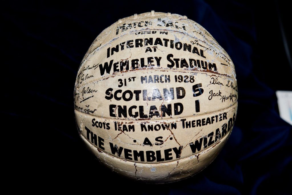 The Wembley Wizards, the Scotland football team that beat England at Wembley in 1928. Pic shows: the match ball. (Andrew Cawley)