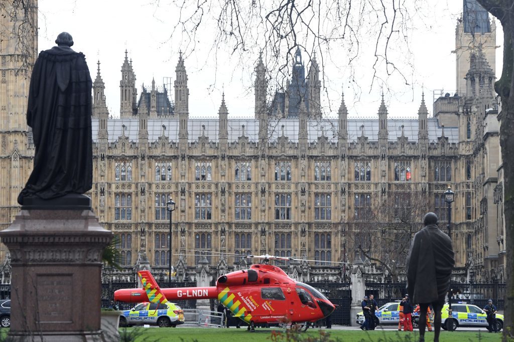 Air Ambulance outside the Palace of Westminster (Victoria Jones/PA Wire)