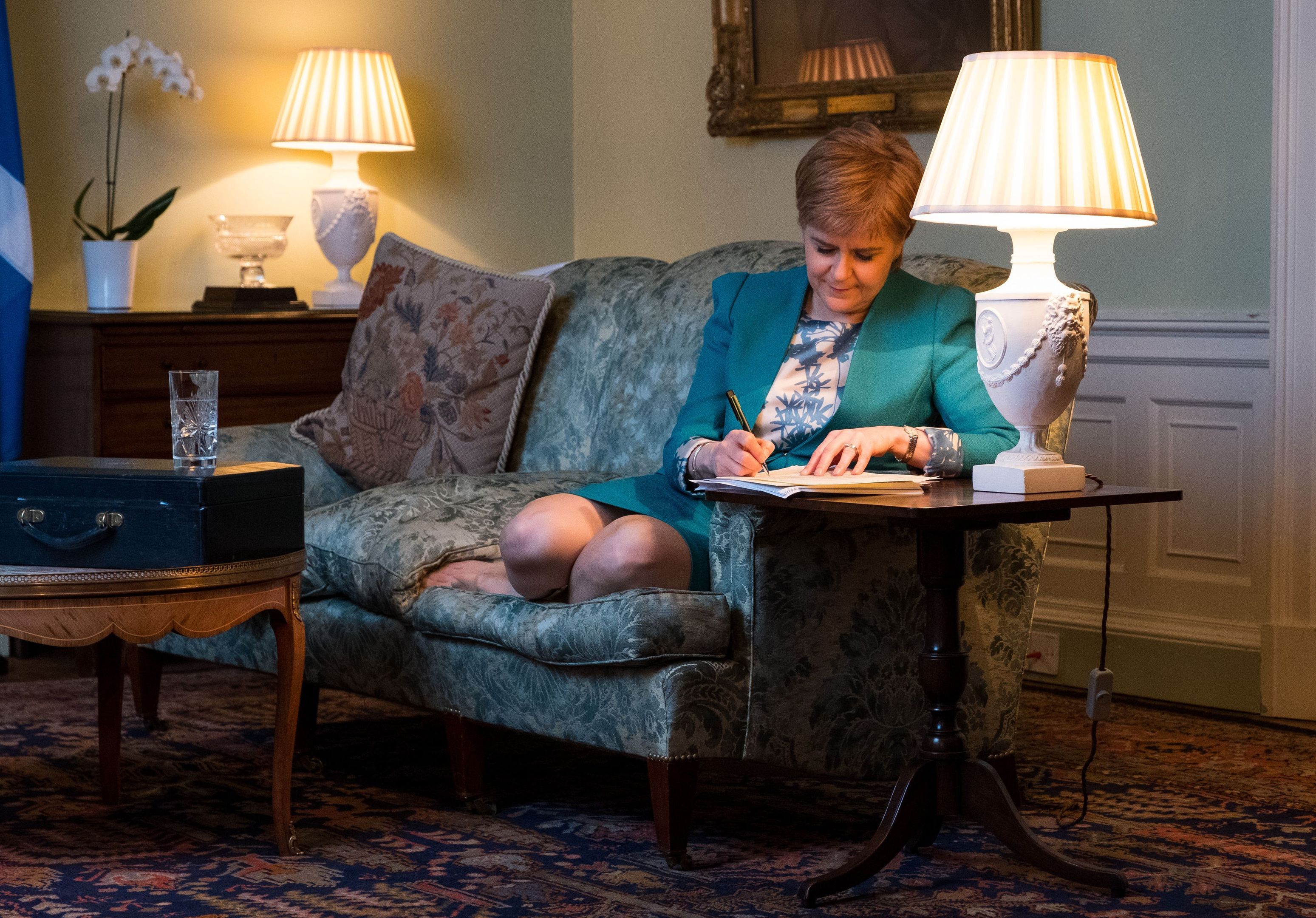 Nicola Sturgeon working on the final draft of her Section 30 letter (Scottish Government/PA Wire)