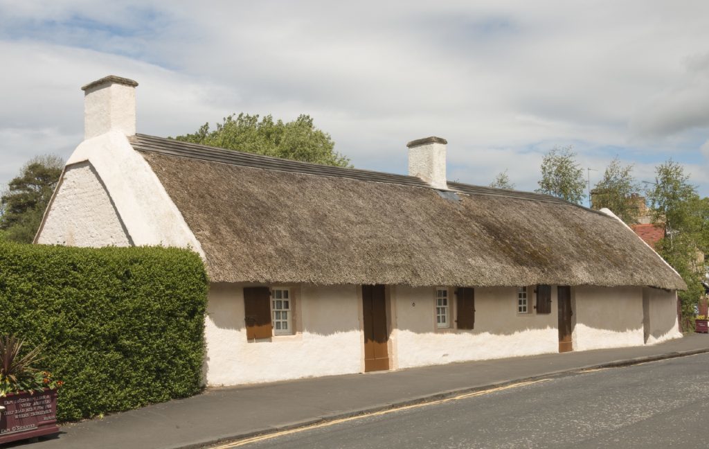 The thatched cottage in Alloway on the outskirts of Ayr, where the poet Robert Burns was born in 1759. (Getty Images)