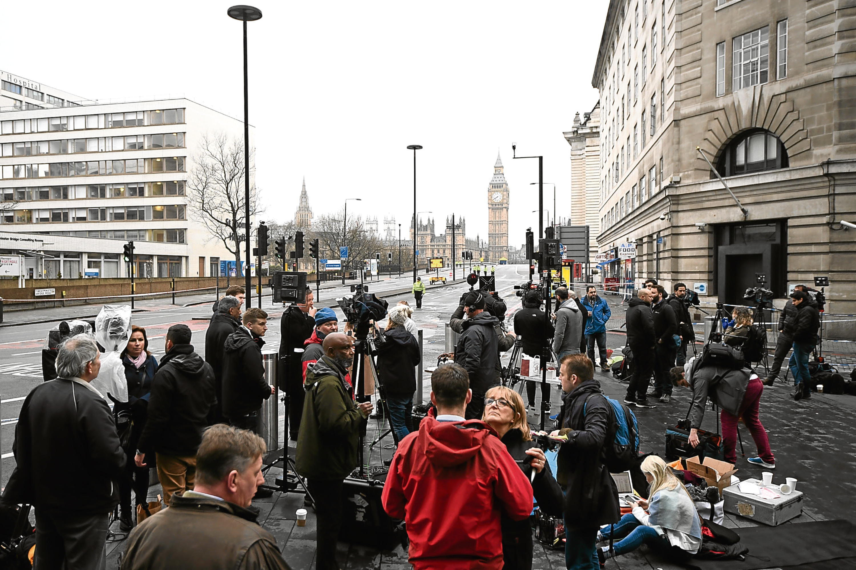 Journalists gather to report following the Westminster attacks (Carl Court/Getty Images)