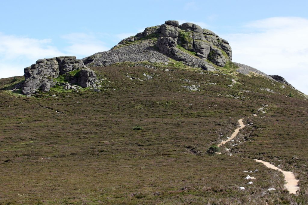 The Mither Tap at the top of the mountain of Bennachie near Inverurie, Aberdeenshire, Scotland, UK, showing the granite plug