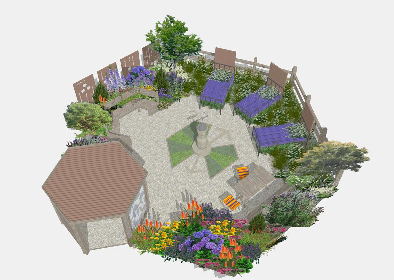 A garden designed by Jane Bingham and Penny Hearn featuring plants popular in the 1960s and 1970s, which will comfort people with dementia and form part of the Royal Horticultural Society's (RHS) Tatton flower show this summer. (Royal Horticultural Society/PA Wire)