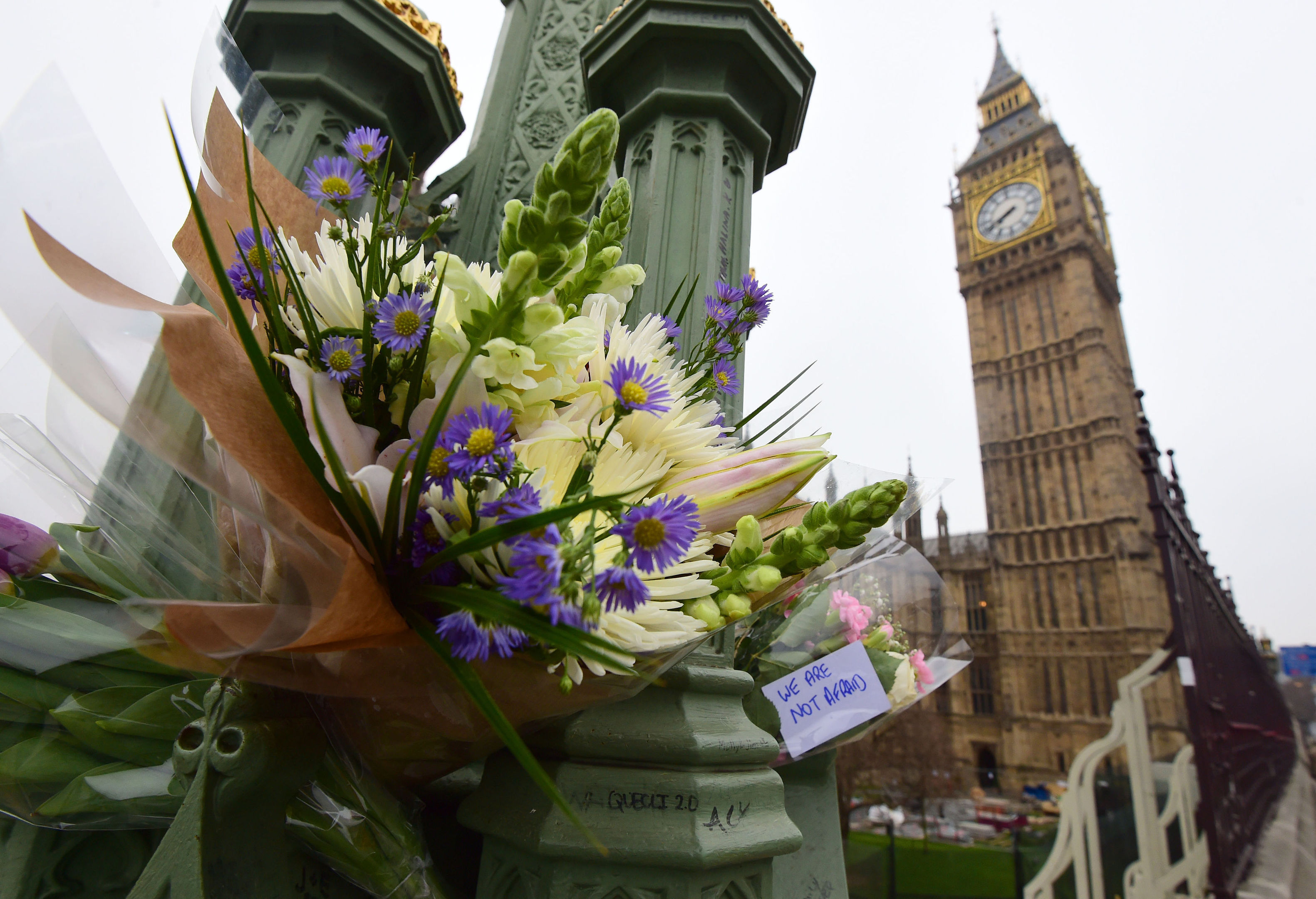 Flowers left on Westminster Bridge (Lauren Hurley/PA Wire)