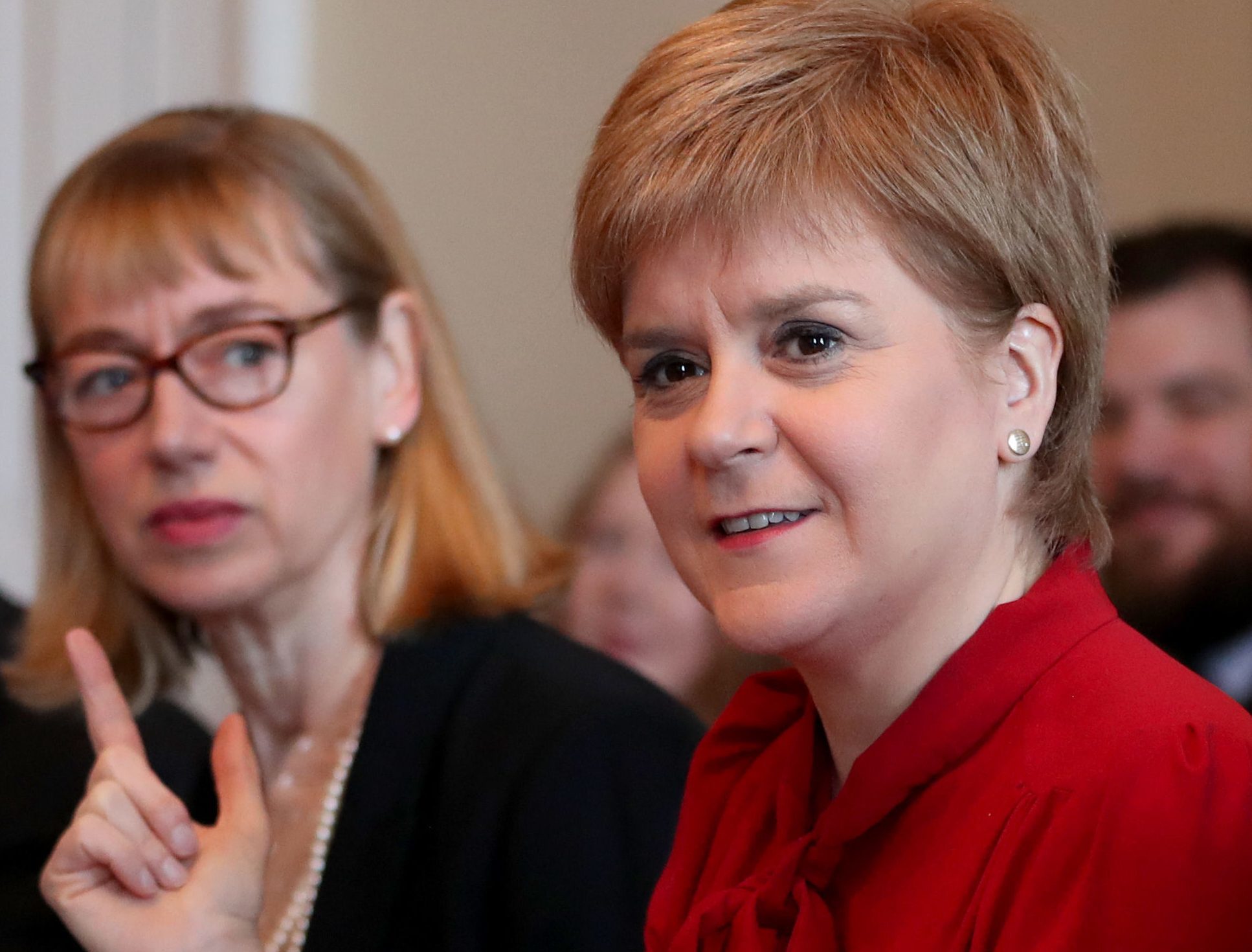 First Minister Nicola Sturgeon (right) with Permanent Secretary Leslie Evans during a Scottish Government cabinet meeting in Bute House, Edinburgh. (Jane Barlow/PA Wire)