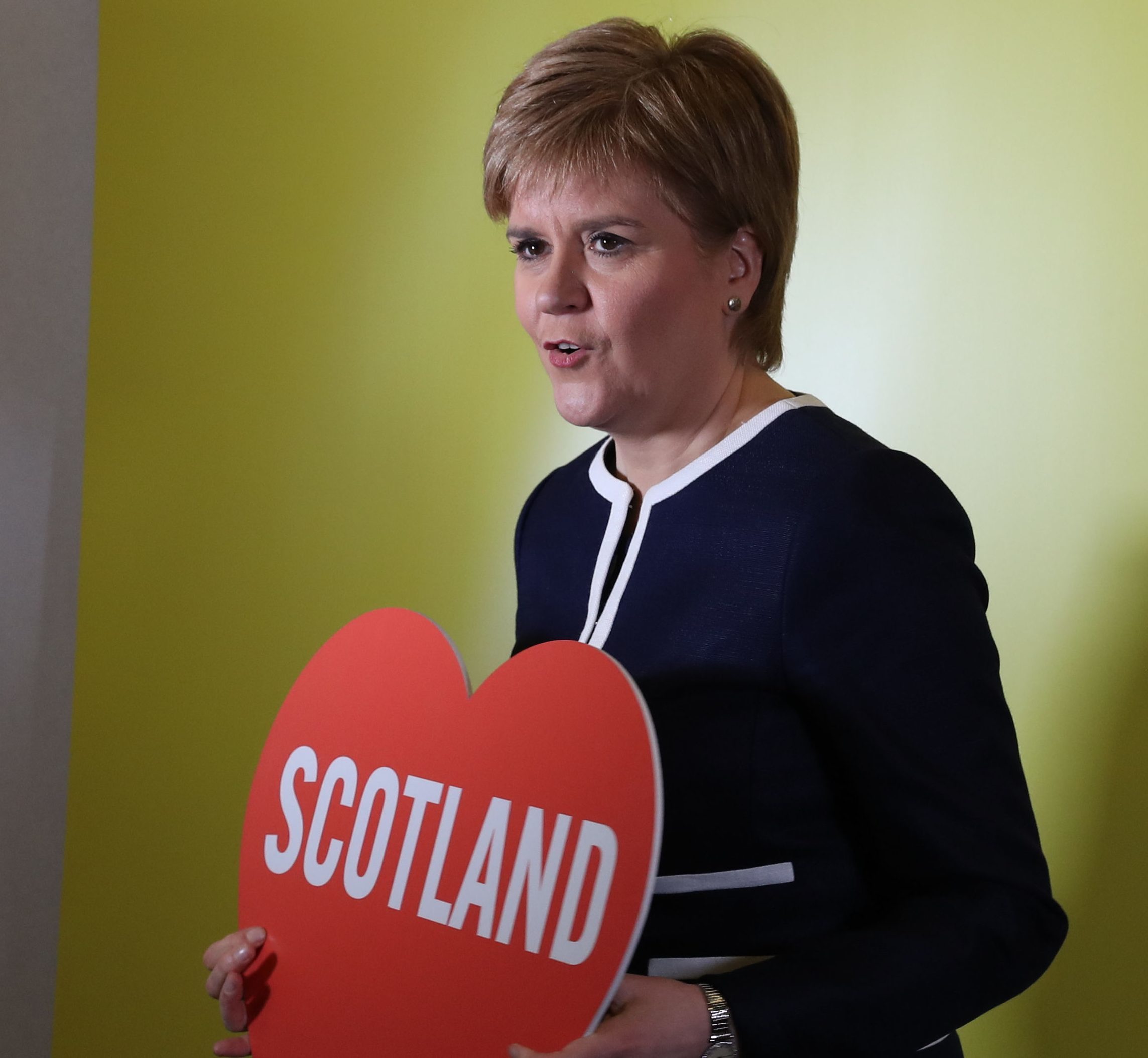 First Minister and SNP leader Nicola Sturgeon visits a photo booth during the SNP Spring Conference at the AECC in Aberdeen. (Andrew Milligan/PA Wire)