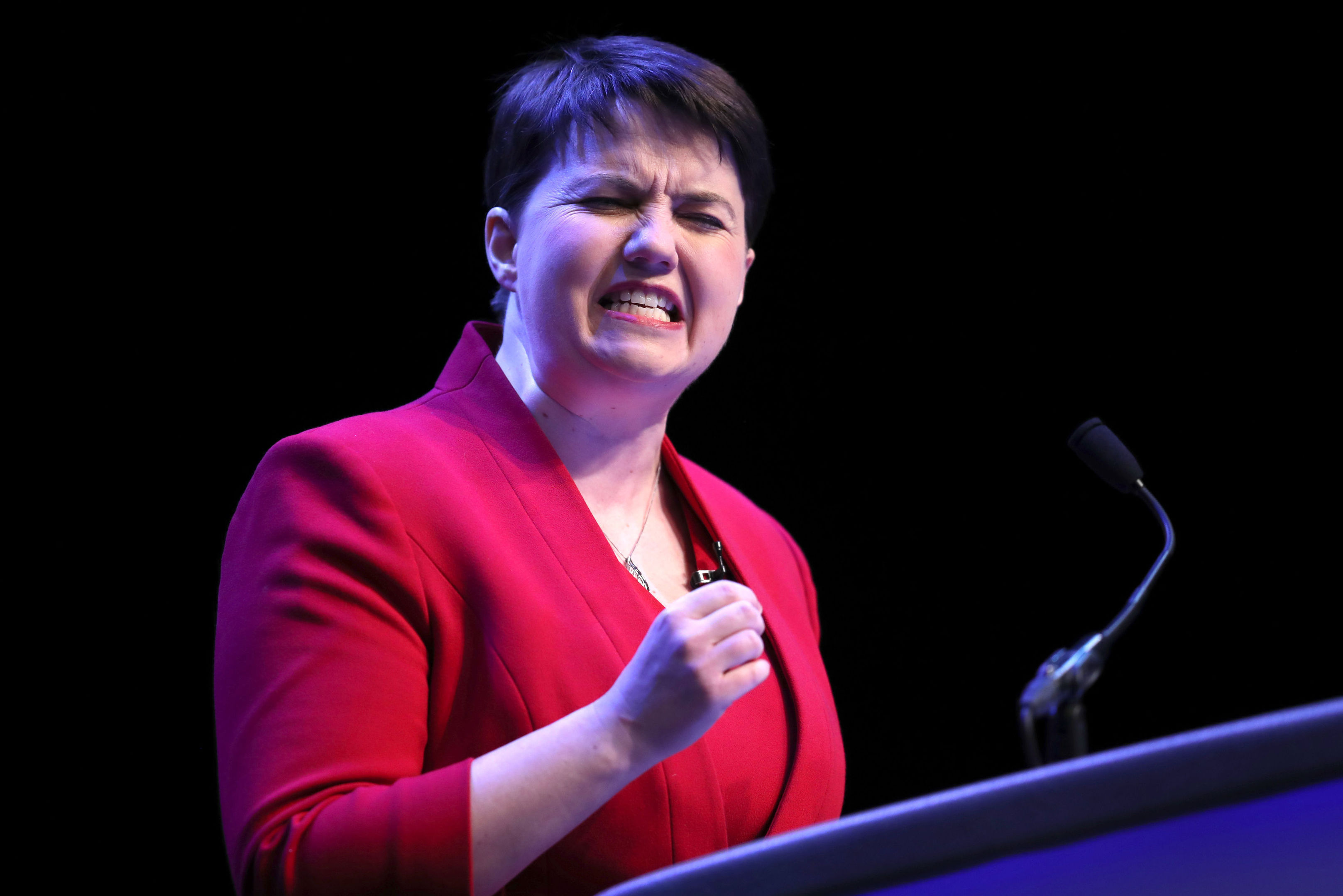 Scottish Conservative leader Ruth Davidson delivers her keynote speech at the annual Scottish Conservative conference at the Scottish Exhibition and Conference Centre in Glasgow. (Jane Barlow/PA Wire)