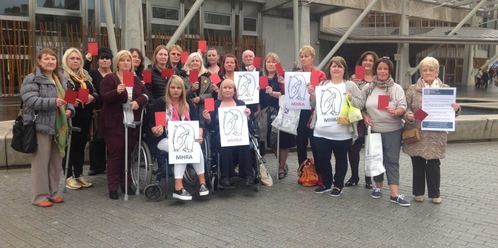A group of campaigners who are lobbying against the use of mesh in surgical operations at the scottish parliament