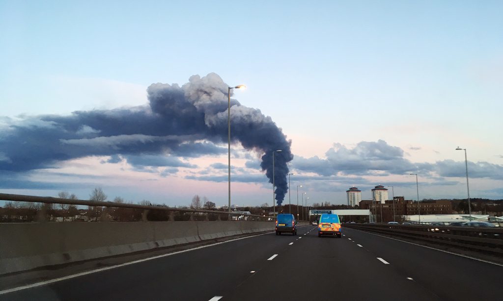 Smoke seen from the M8, (Beth Edmonston/PA Wire)