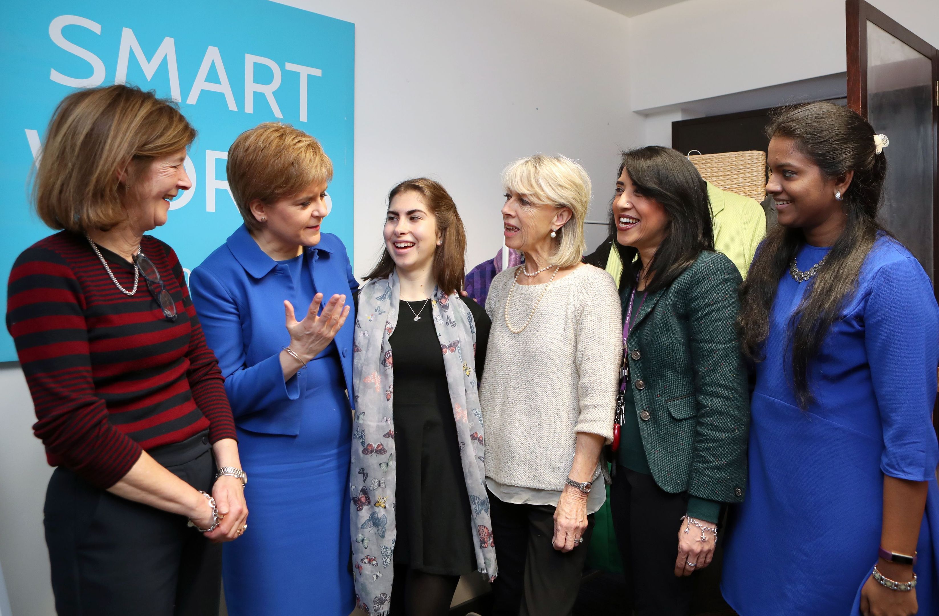 First Minister Nicola Sturgeon (second left) meets staff and volunteers at Smart Works in Edinburgh for an event to mark International Women’s Day (Jane Barlow/PA Wire)