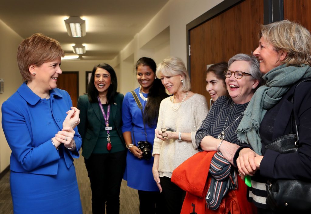 irst Minister Nicola Sturgeon (left) meets staff and volunteers at Smart Works in Edinburgh for an event to mark International Women’s Day. (Jane Barlow/PA Wire)