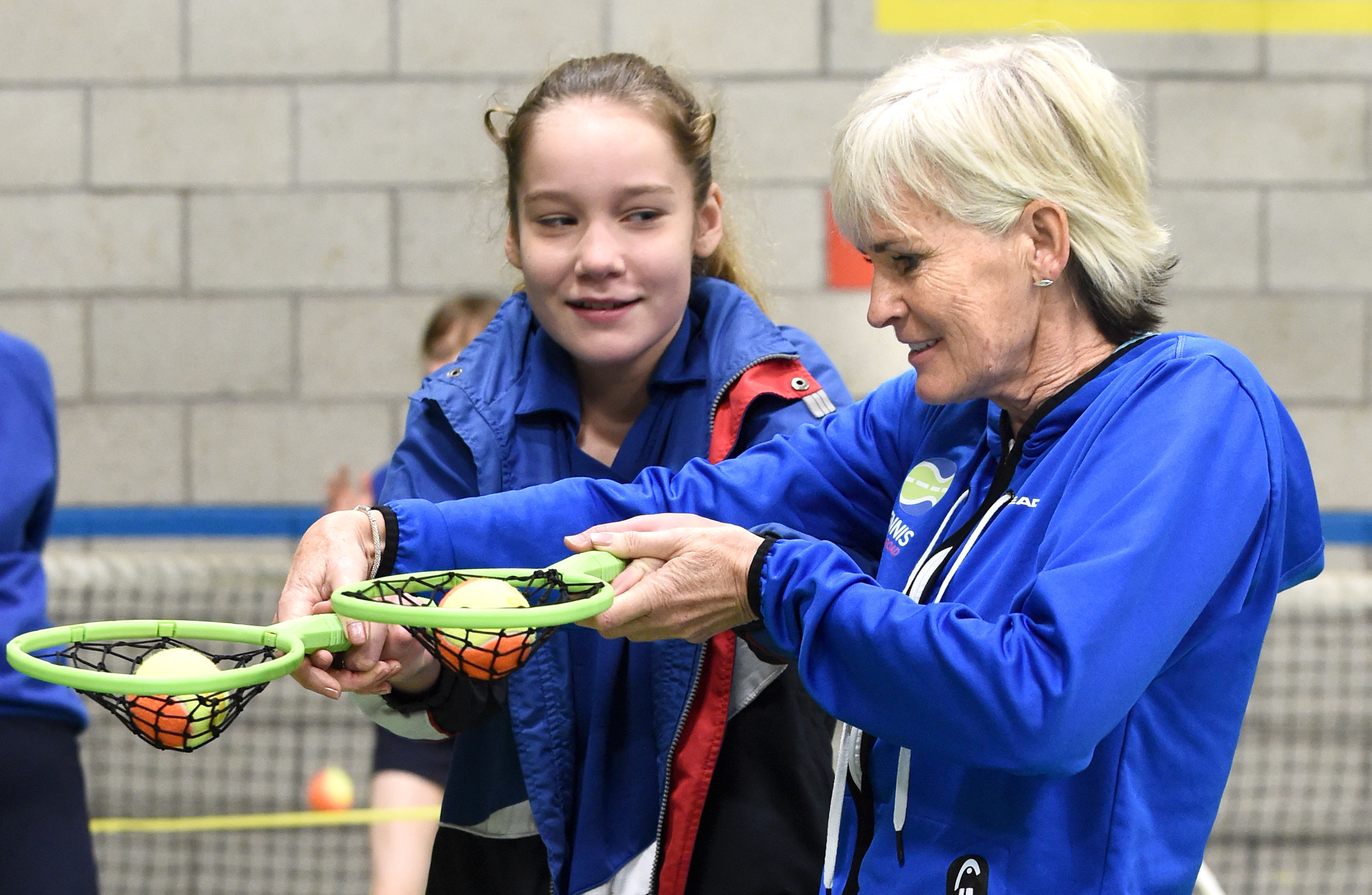 Judy Murray as she promotes girls tennis at St George's School for Girls, Edinburgh (Lesley Martin/PA Wire)