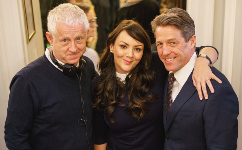 Richard Curtis, Martin McCutcheon and Hugh Grant on set (@EmmaFreud / Twitter)