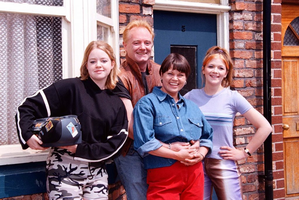 The Battersbys when they joined Corrie in 1997 with Jane far right (PA)