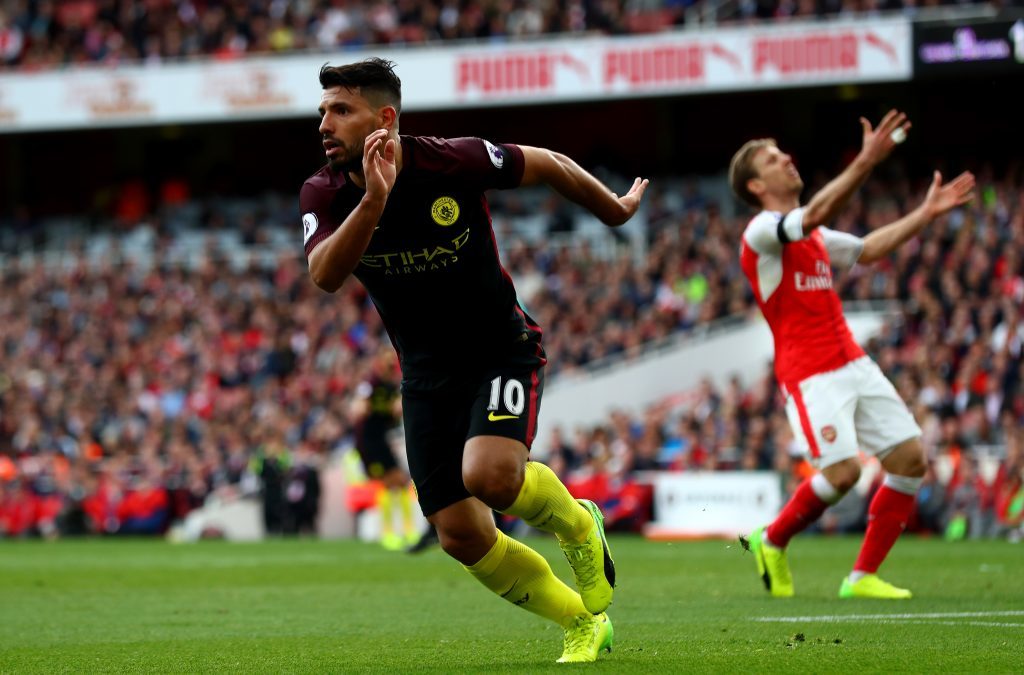 Sergio Aguero in action against Arsenal (Clive Rose/Getty Images)