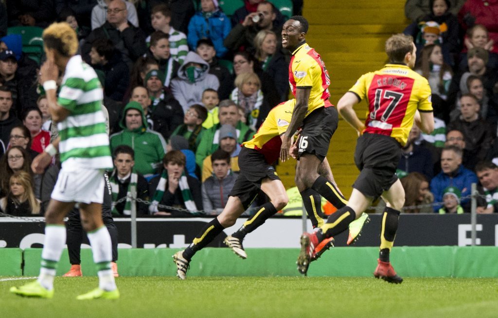 Partick Thistle's Ade Azeez (2nd from right) celebrates his goal (SNS Group / Alan Harvey)