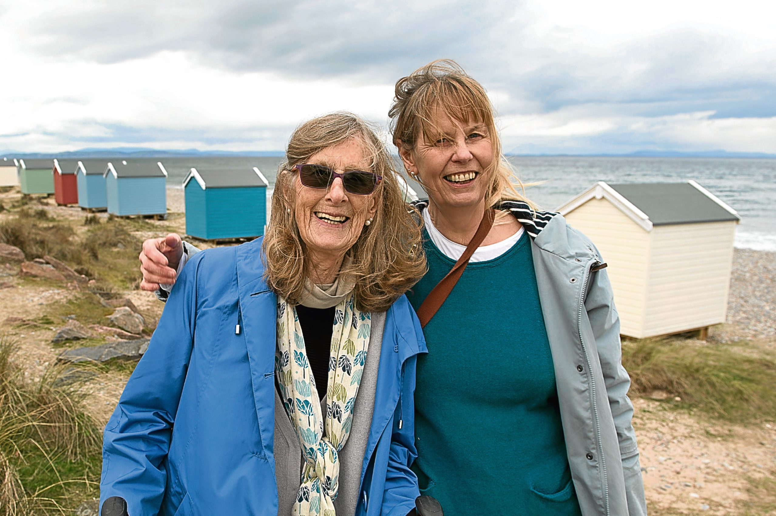 Dr Jane Miller, 60, and her 82-year-old mum Marina Miller with their £ 25,000 beach hut in Findhorn on the Moray coast (Trevor Martin)