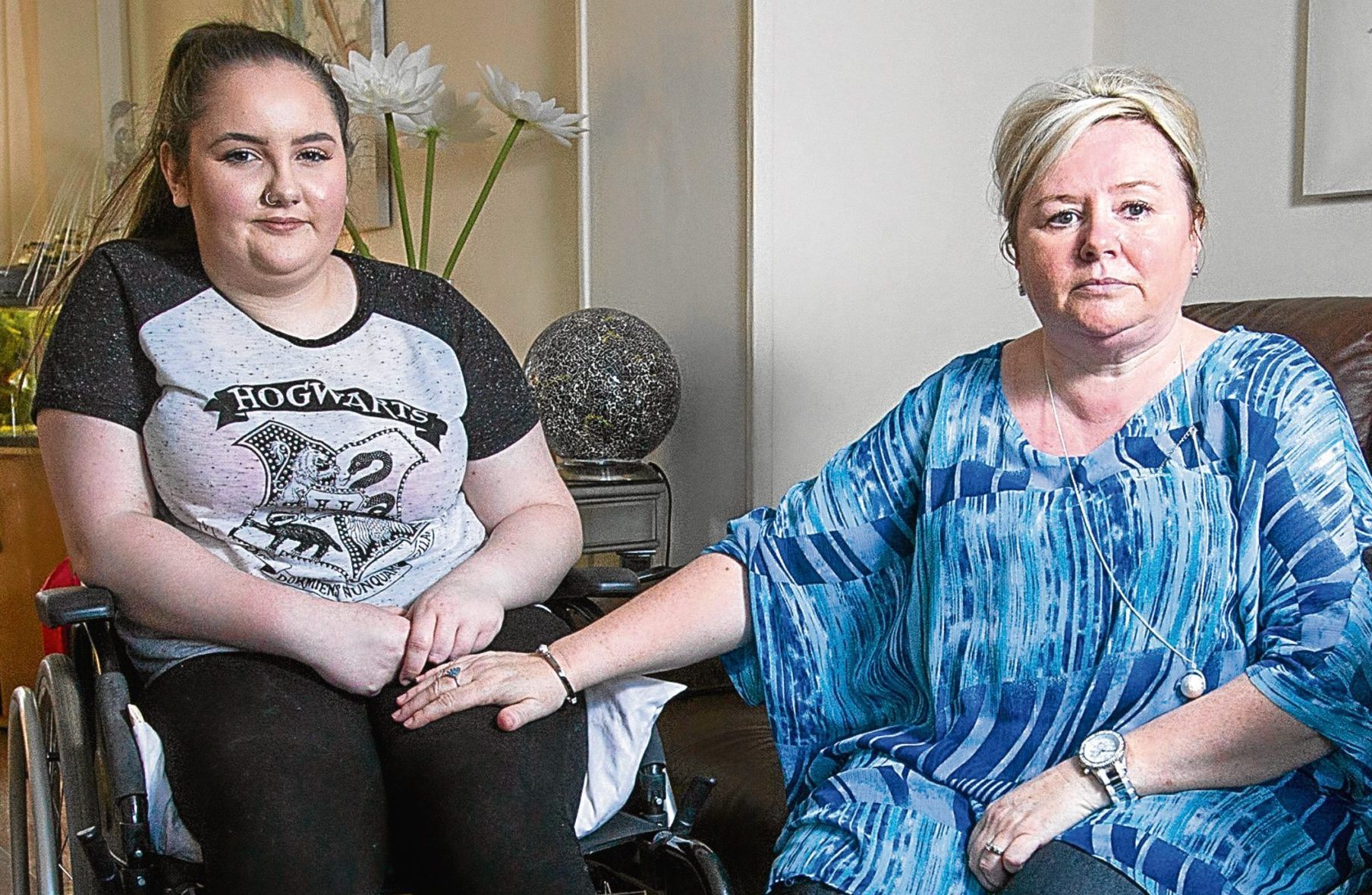 Pauline Brown with her sixteen-year-old daughter Chloe Brown from Glasgow who is disabled following HPV vaccination. (Centre Press)