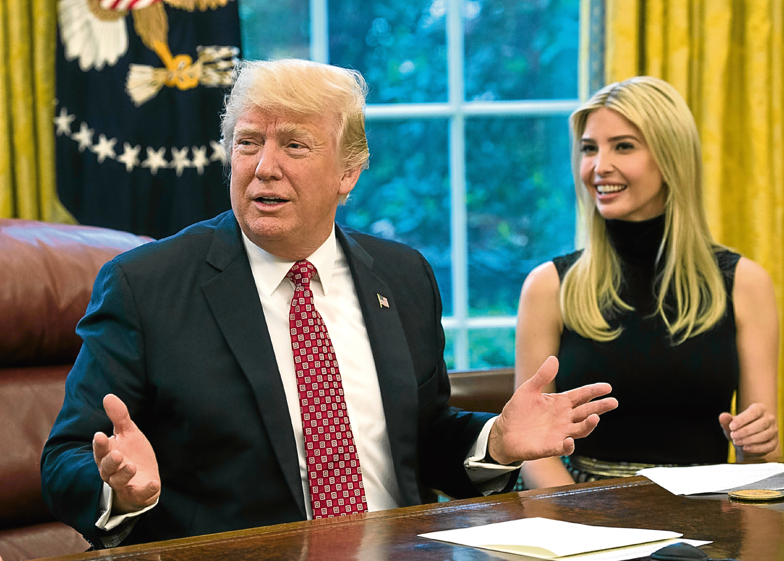 President Donald Trump speaks along with his daughter Ivanka during a video conference with NASA astronauts aboard the International Space Station (Molly Riley-Pool/Getty Images)