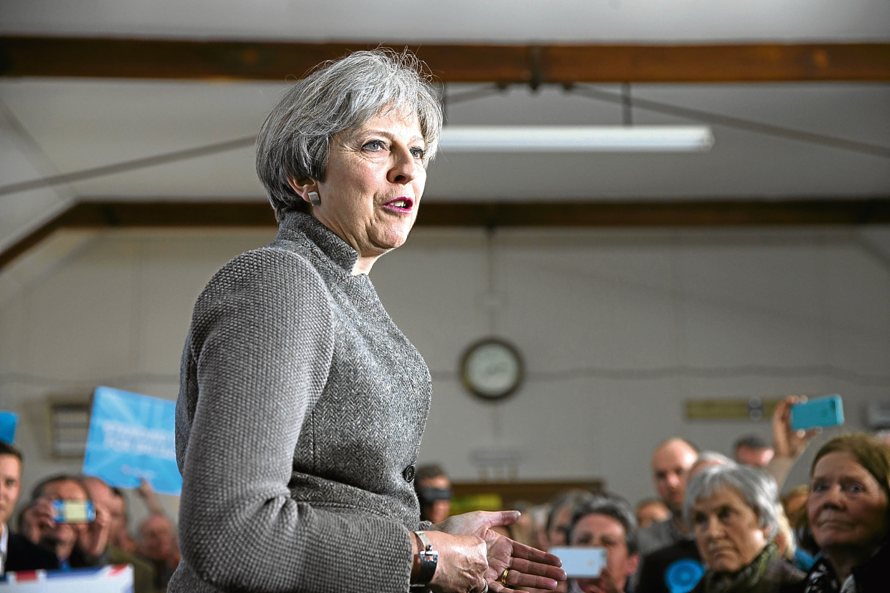 Prime Minister Theresa May makes her first campaign visit to Scotland ahead of June's snap general election. (Ross Johnston/Newsline Media)