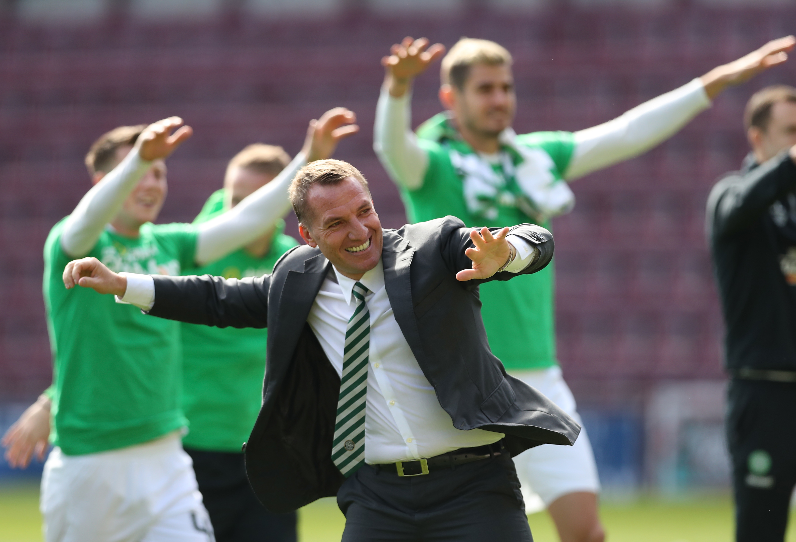 Brendan Rodgers celebrates winning the league title (Ian MacNicol/Getty Images)