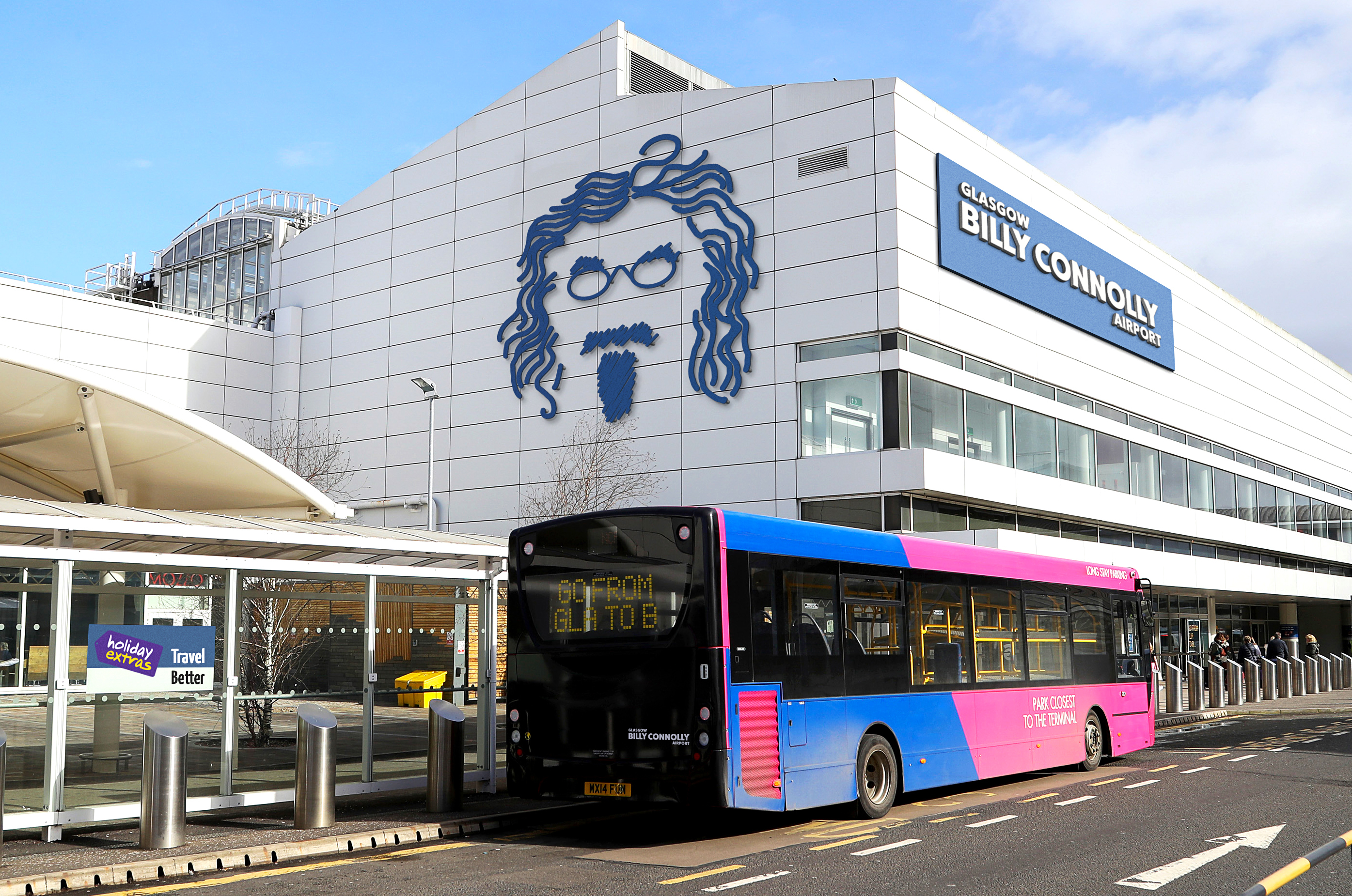 Glasgow Airport Billy Connolly mock-up (Professional Images/@ProfImages)