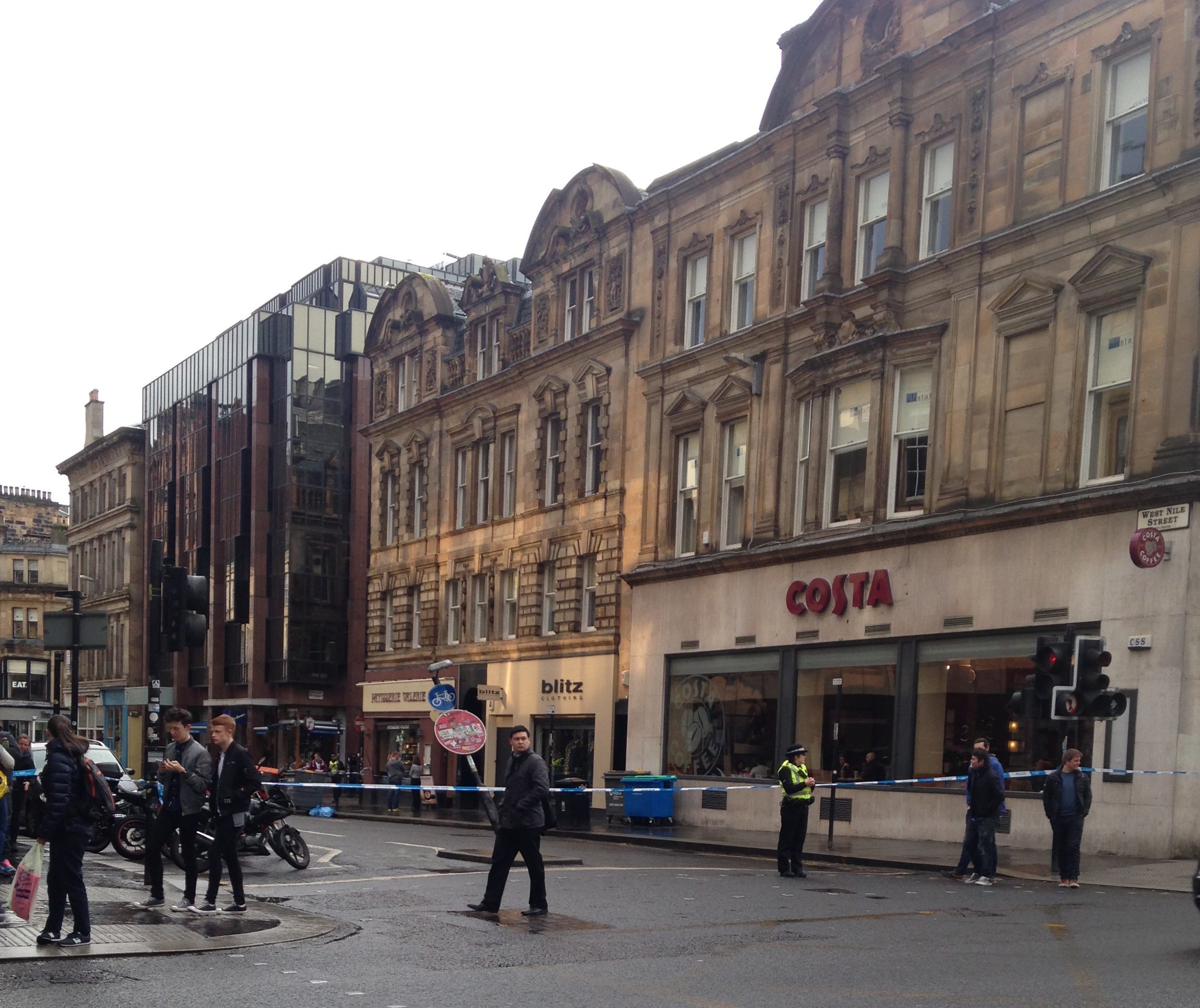 West Nile St was cordoned off yesterday as police dealt with the incident (Gillian Furmage/DC Thomson)