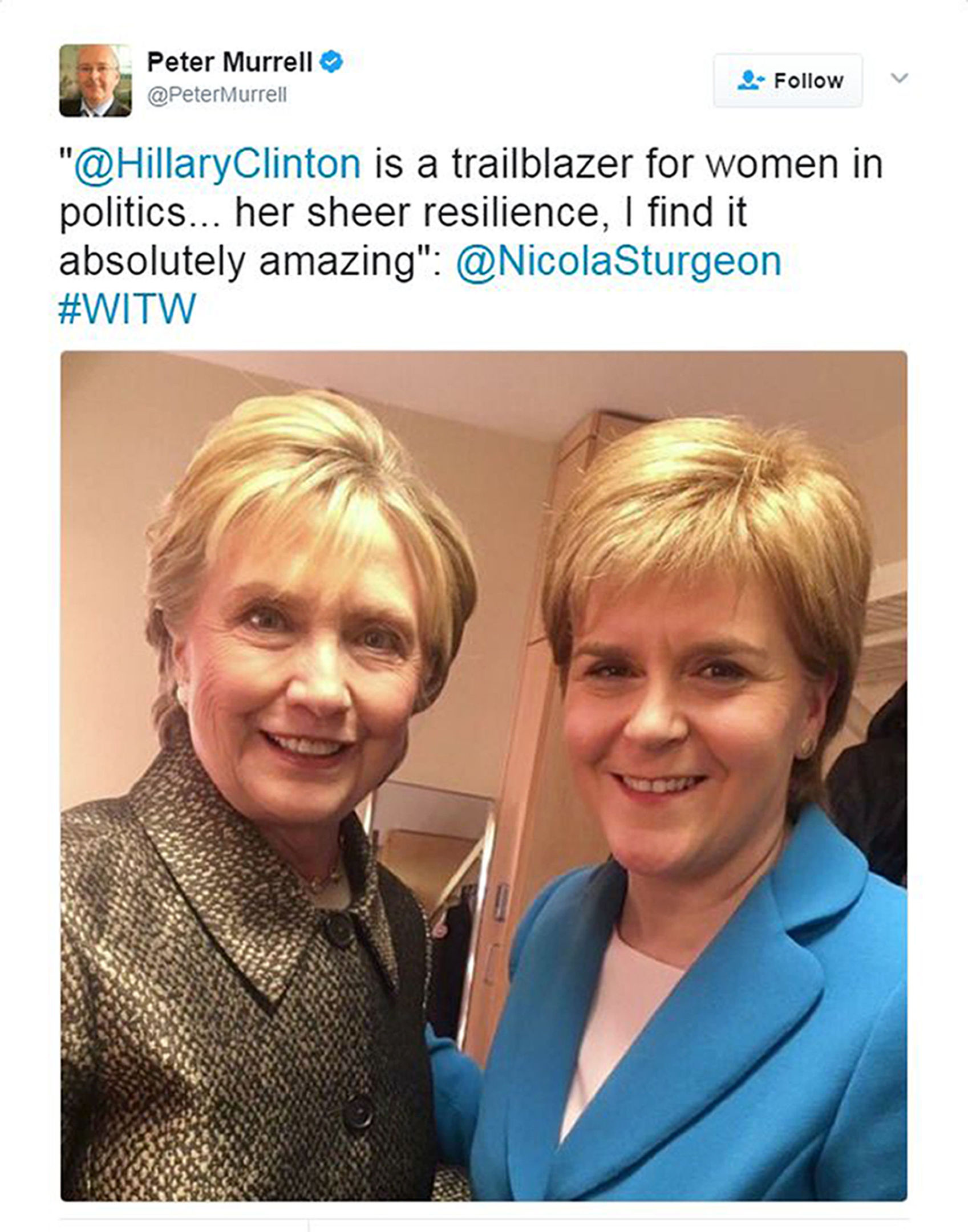 Nicola Sturgeon meeting Hillary Clinton at a women's event in New York (Peter Murrell/PA Wire)