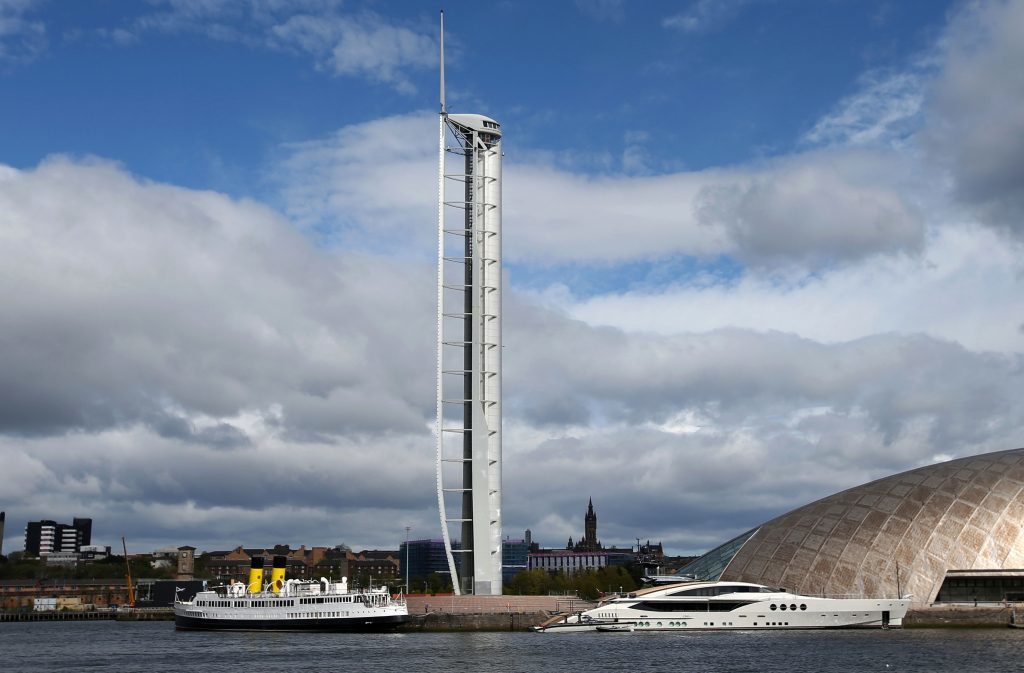 With TS Queen Mary under the Glasgow Tower (Andrew Milligan/PA Wire)