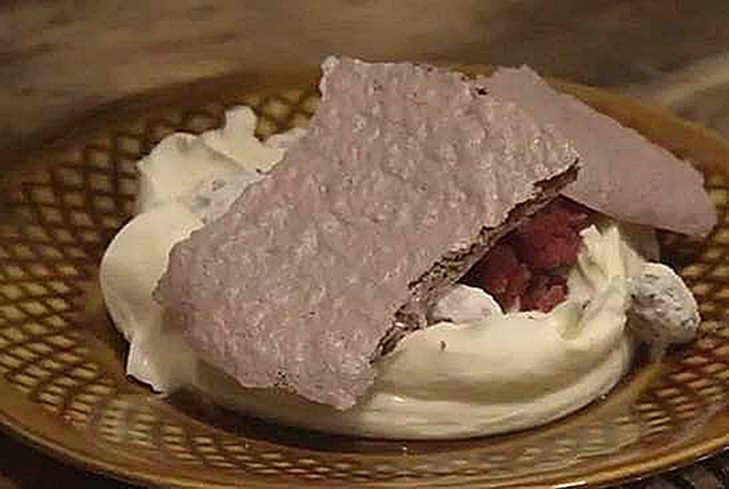 A meringue using fresh lamb's blood which has been created by Great British Bake Off (Food Network/PA Wire)