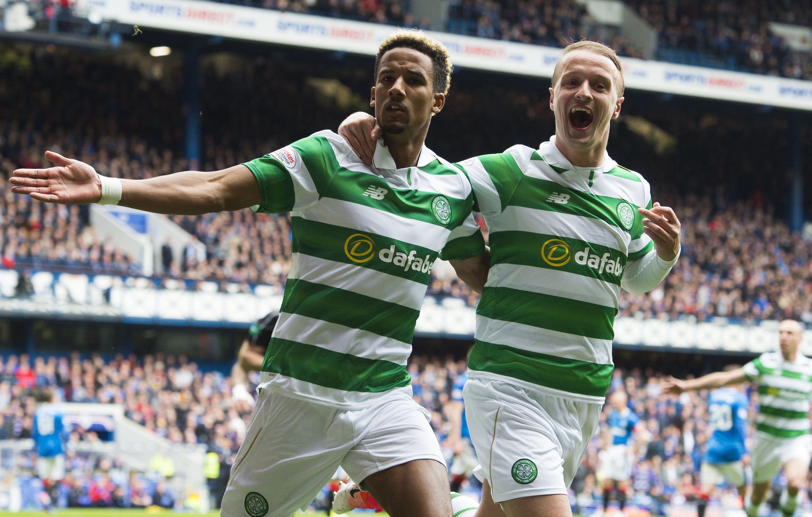 Celtic's Scott Sinclair celebrates with Leigh Griffiths (SNS Group)