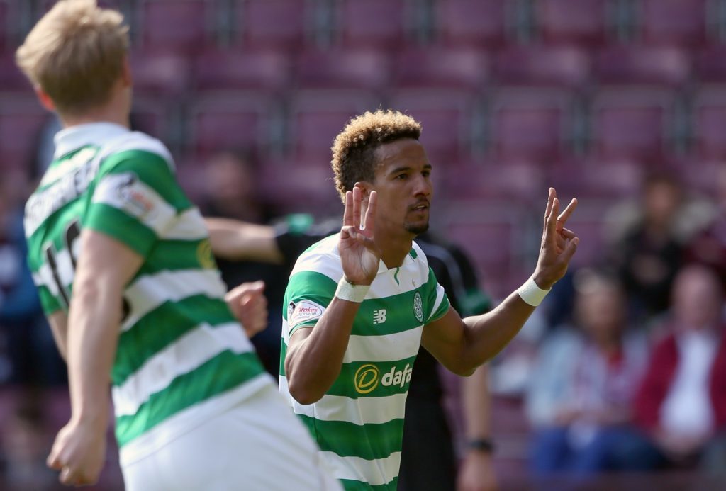 Celtic's Scott Sinclair after completing his hat-trick (Andrew Milligan/PA Wire)