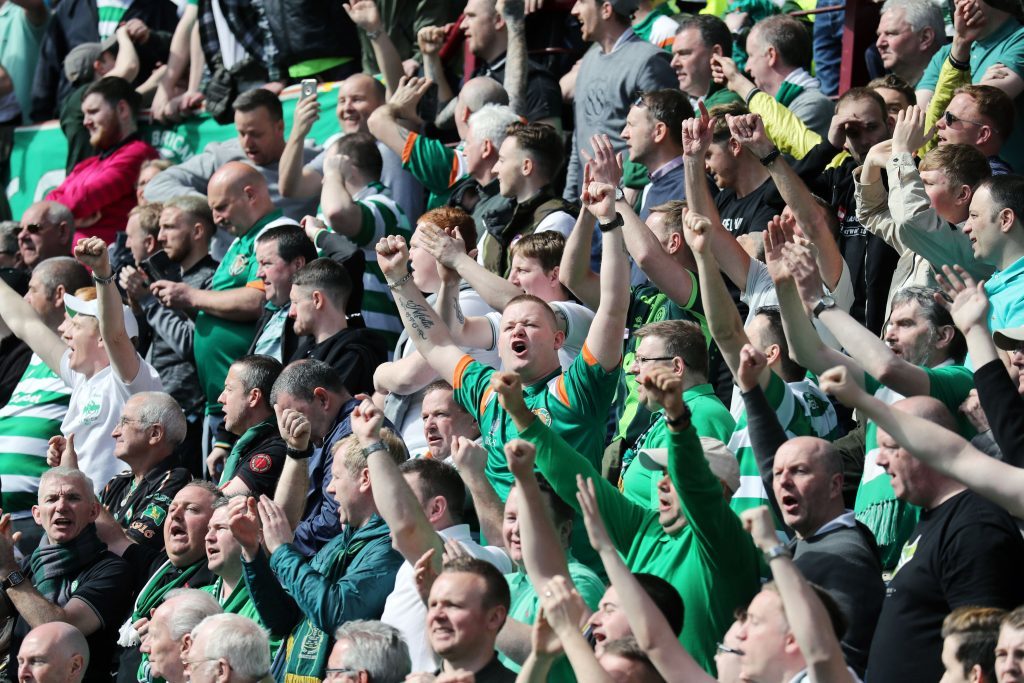 Celtic fans celebrate in the stands (Andrew Milligan/PA Wire)