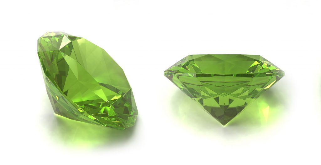 Peridot or chysolite gems