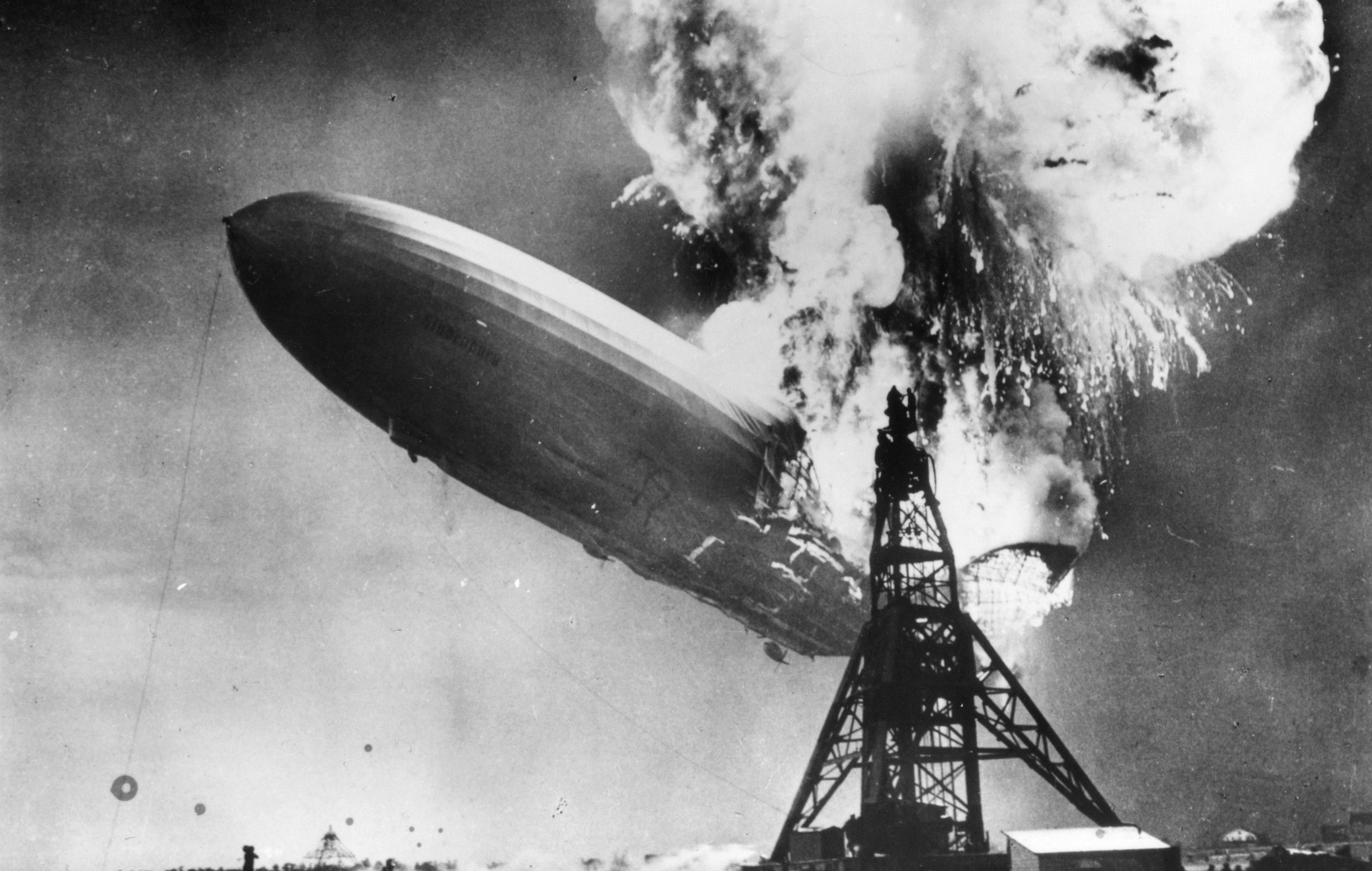 The Hindenburg disaster at Lakehurst, New Jersey, which marked the end of the era of passenger-carrying airships. (Sam Shere/Getty Images)