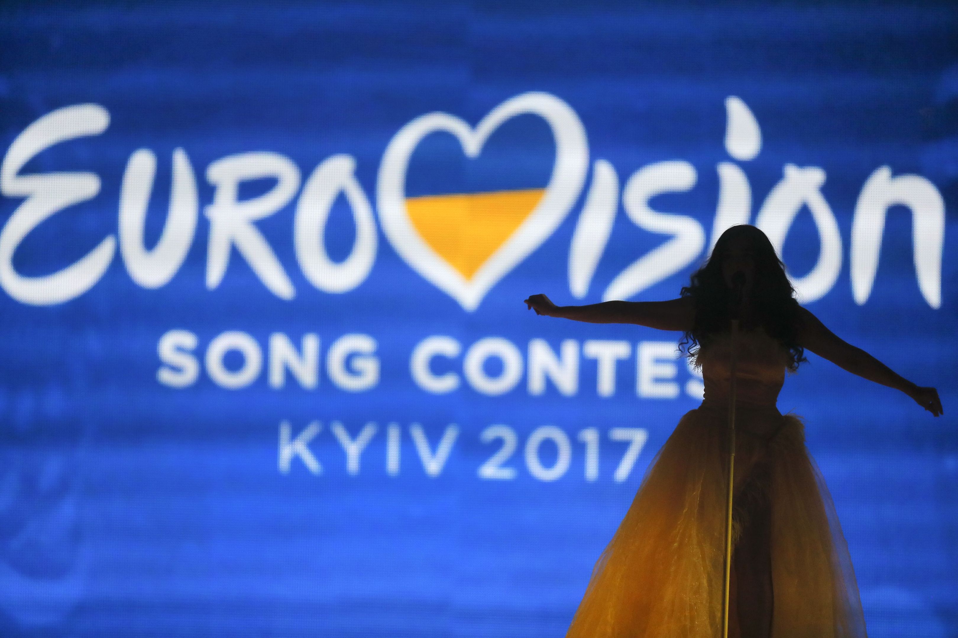 Switzerland"s Timebelle performs the song "Apollo" during rehearsals for the Eurovision Song Contest (AP Photo/Efrem Lukatsky)
