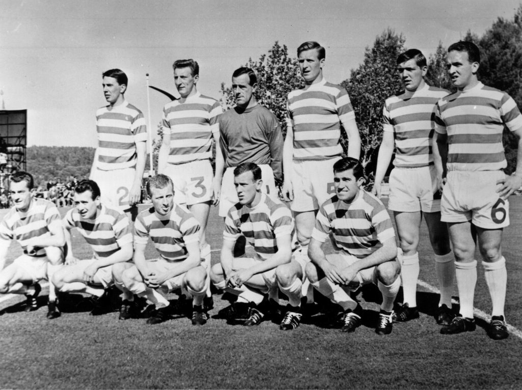The Celtic team line up before the match (Central Press/Getty Images)