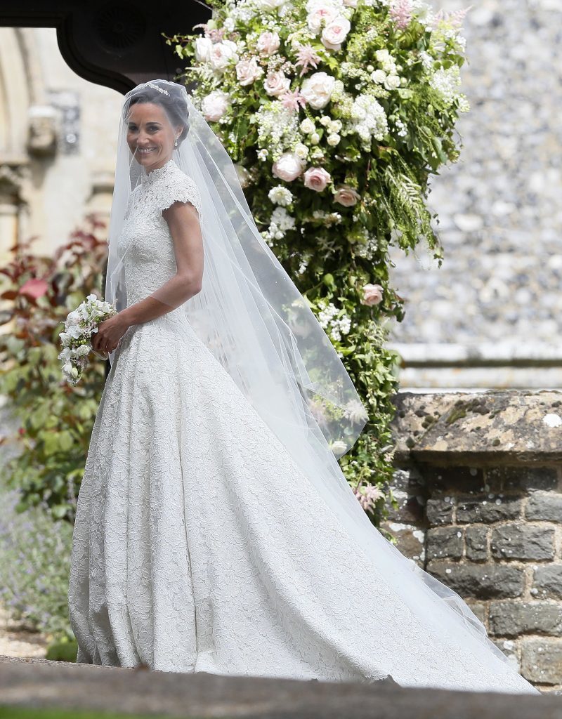 Pippa wore a bespoke Giles Deacon lace gown (Kirsty Wigglesworth - Pool/Getty Images)