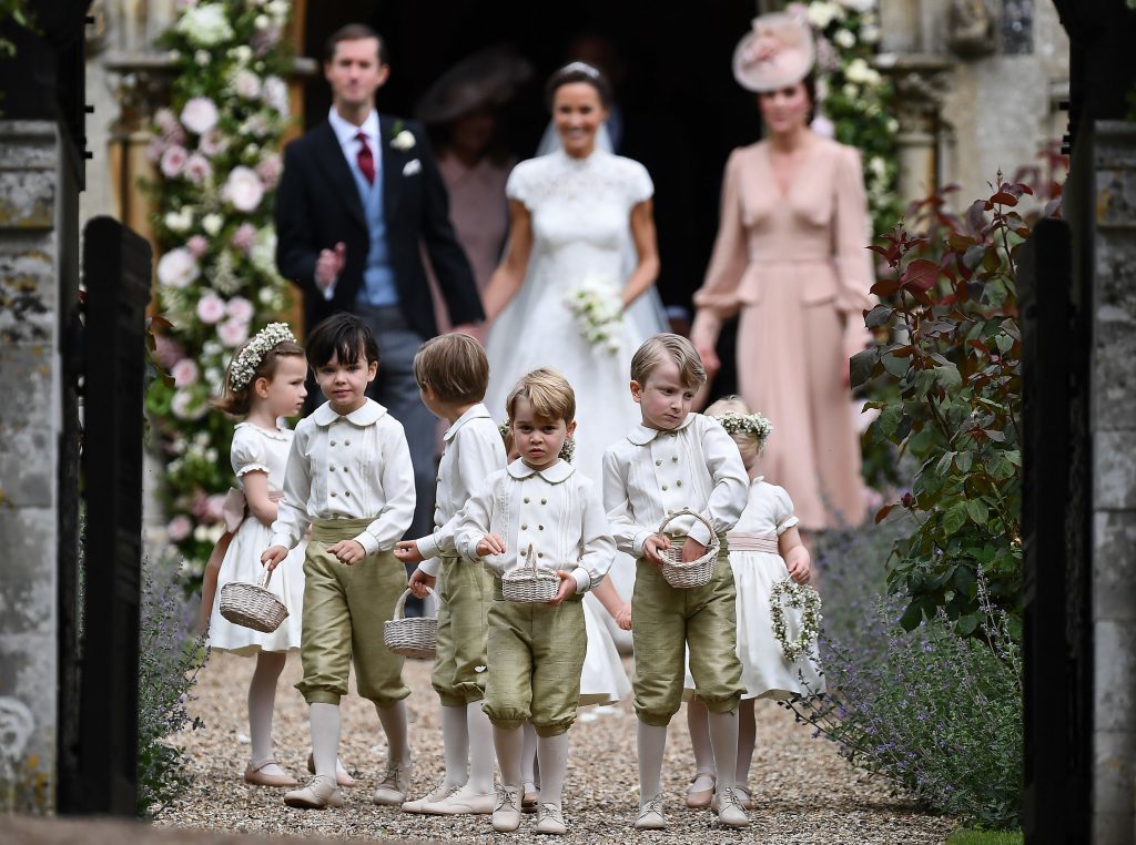 Prince George (centre) stands with other page boys and flower girls (JUSTIN TALLIS/PA Wire)